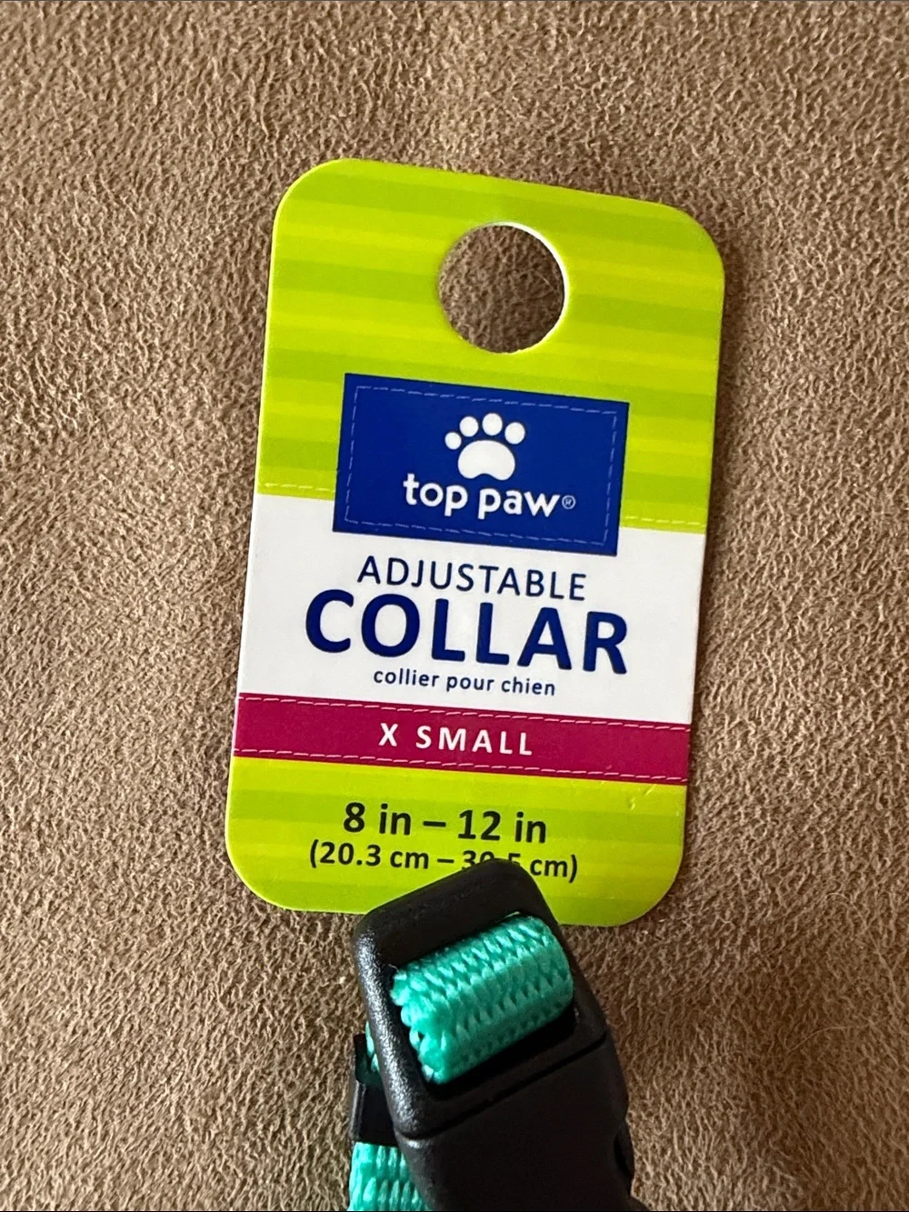 Top Paw Small Adjustable Dog Cat Collar - Teal Green 8-12”